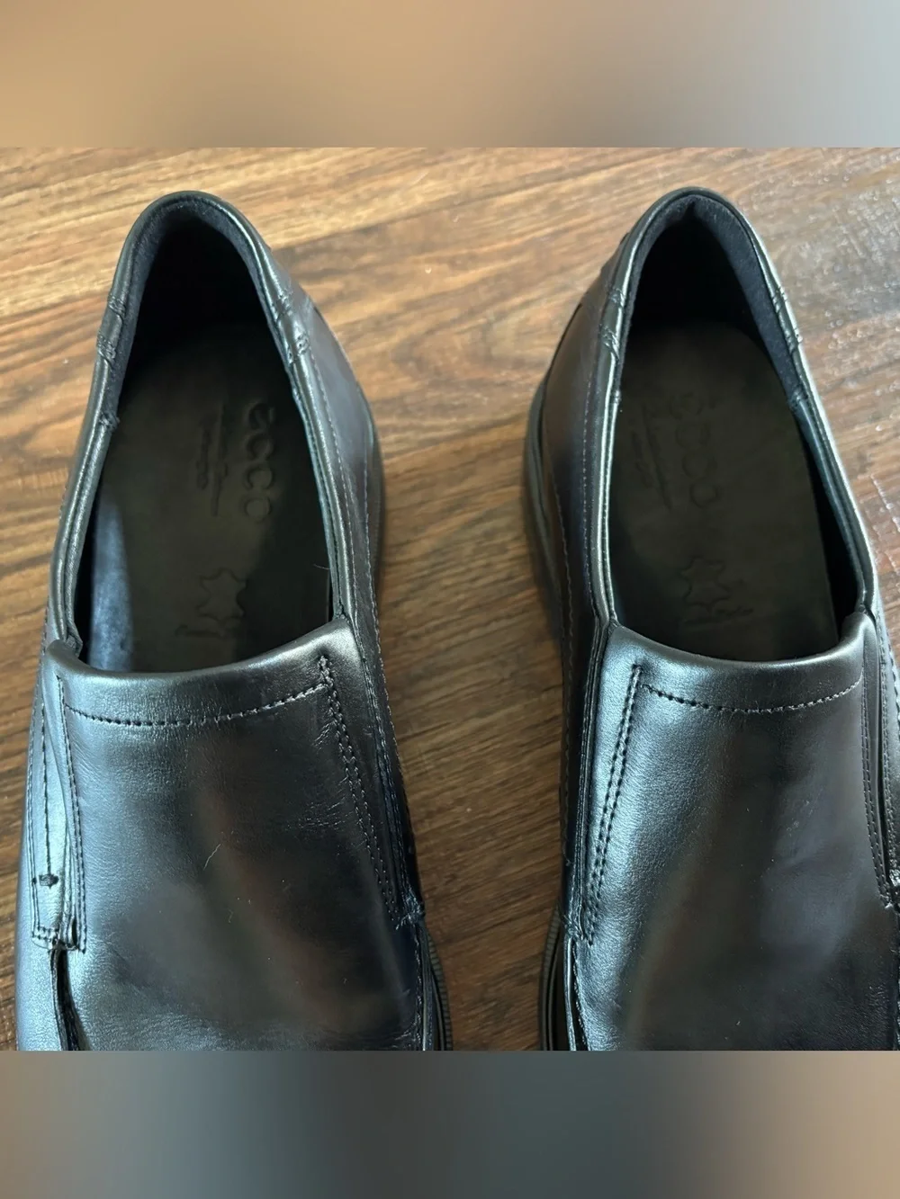 ECCO Windsor Apron Toe Leather Slip-On Loafers - Black 48- 14/14.5